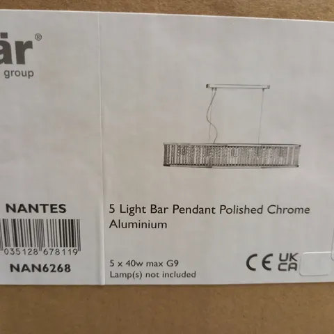 BOXED DAR NANTES 5 LIGHT BAR PENDANT POLISHED CHROME ALUMINIUM