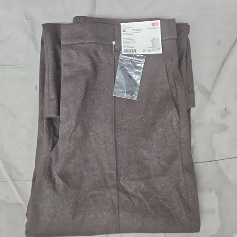 UNIQLO WOMEN'S BRUSHED JERSEY WIDE TROUSERS IN DARK BROWN SIZE XL