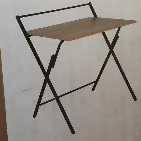 BOXED EVELYN FOLDING DESK IN OAK EFFECT - H85 X W83 X D54CM