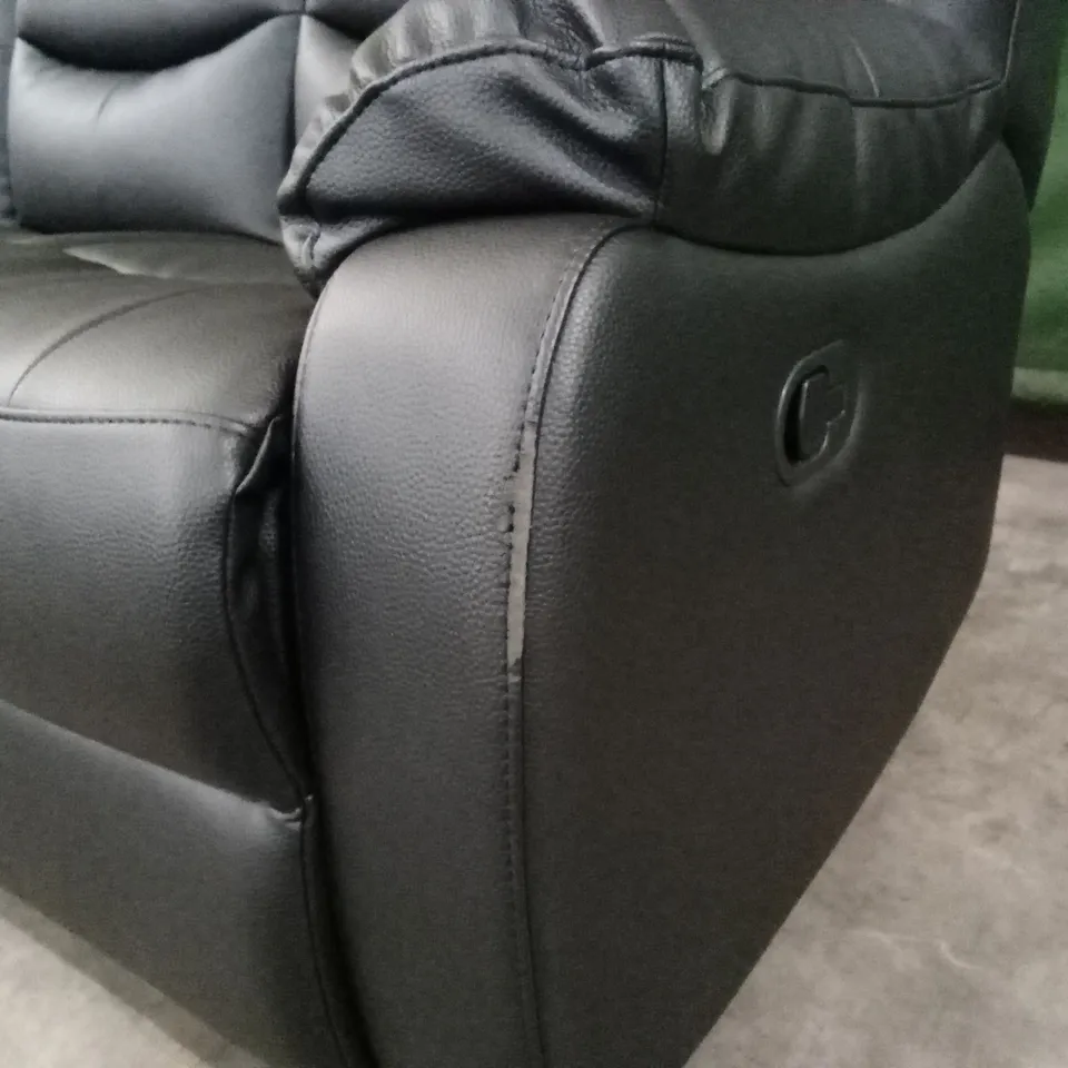 ROTHBURY LUXURY FAUX LEATHER HIGH BACK 3 SEATER MANUAL RECLINER SOFA - BLACK RRP £729
