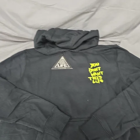 BAGGED YOU DONT WANT THIS LIFE YELLOW PAINTER HOODIE - SIZE M