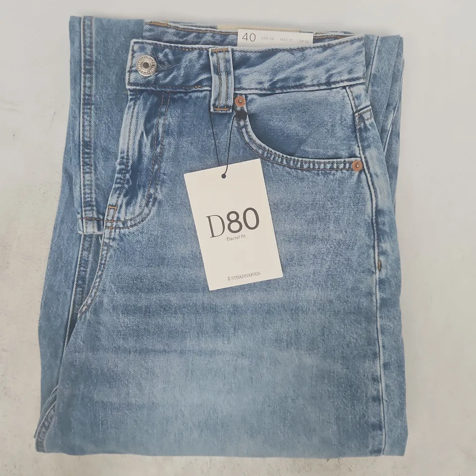STRADIVARIUS D80 BARREL FIT JEANS IN BLUE SIZE UK 12