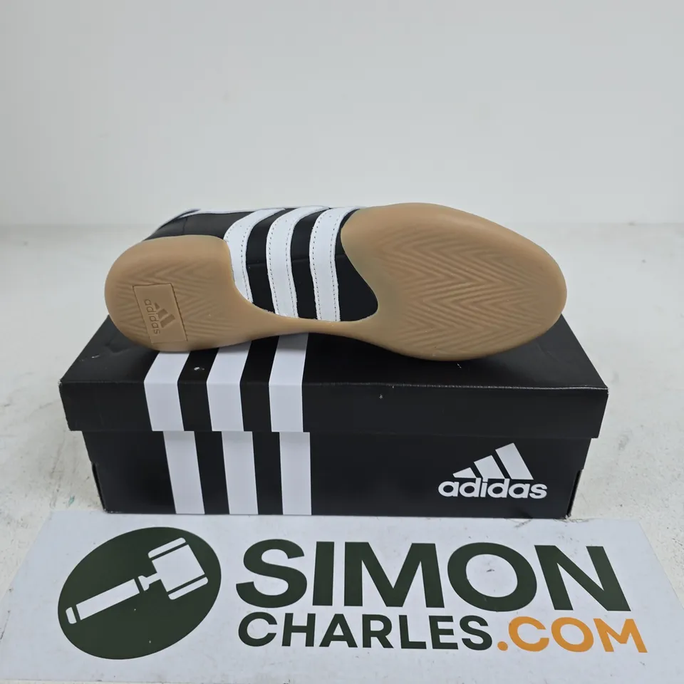 BOXED PAIR OF ADIDAS TAEKWONDO MEI BALLET WOMENS SHOES IN BLACK/WHITE - UK 7.5