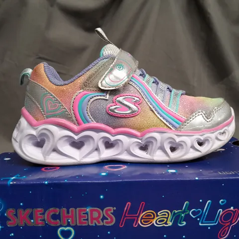 BOXED SKECHERS HEART LIGHTS RAINBOW LUX TRAINERS - UK 11.5 KIDS