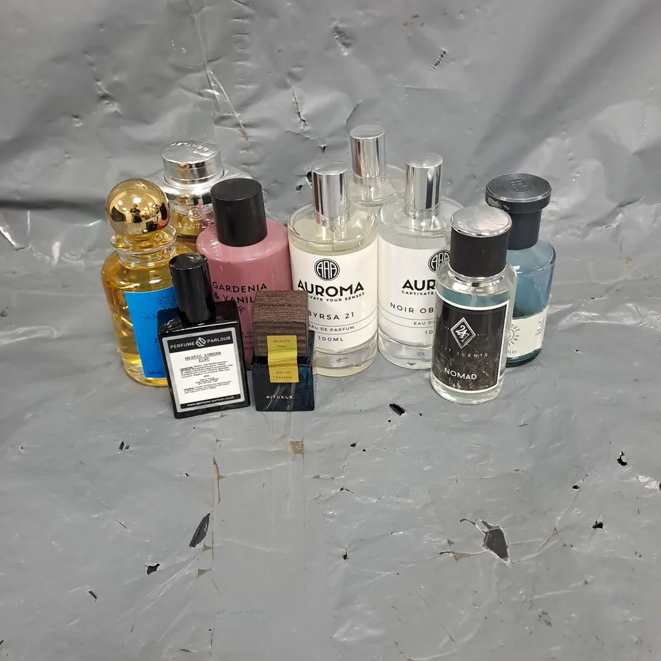 APPROXIMATELY 10 ASSORTED UNBOXED FRAGRANCES TO INCLUDE - BENTLEY FOR MEN INTENSE, AMOUGE INTERLUDE, AUROMA - ETC - COLLECTION ONLY
