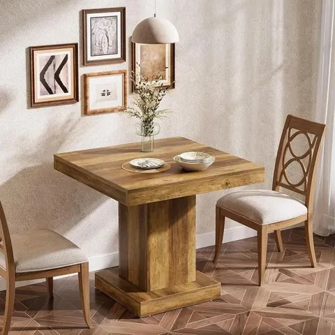BOXED TRIBESIGNS 80CM SQUARE TABLE FOR 4 PEOPLE, RUSTIC STYLE, WITH STURDY BASE