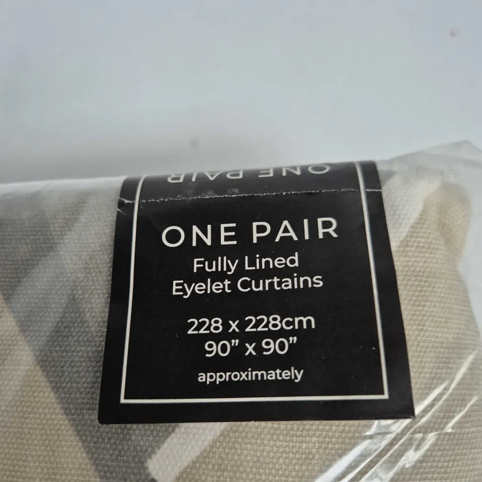 EYELET CURTAINS – ONE PAIR, FULLY LINED, 228 X 228 CM (90 X 90 IN)