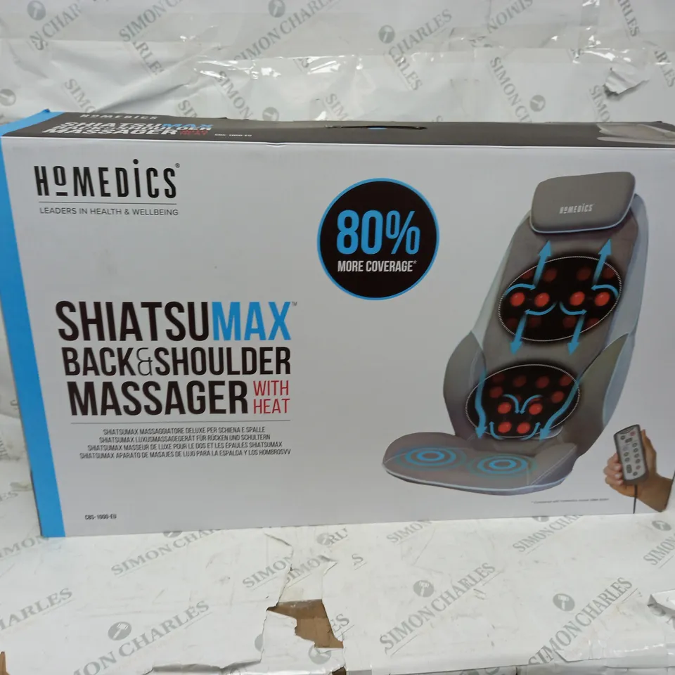 BOXED HOMEDICS MAX SHIATSU MASSAGE CHAIR BACK AND SHOULDER MASSAGER CBS-1000-EU