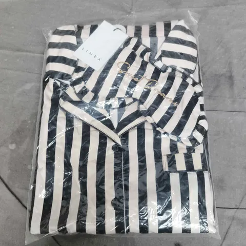BAGGED LINEA STRIPE PYJAMA 3PC SET IN BLACK/CREAM - 24-26