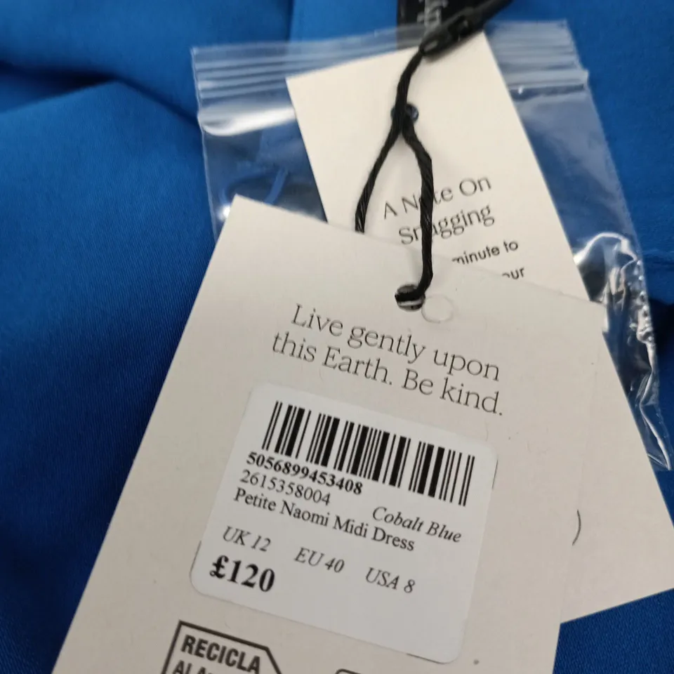 NOBODY'S CHILD PETITE NAOMI MIDI DRESS – UK 12 (EU 40, USA 8) – COBALT BLUE