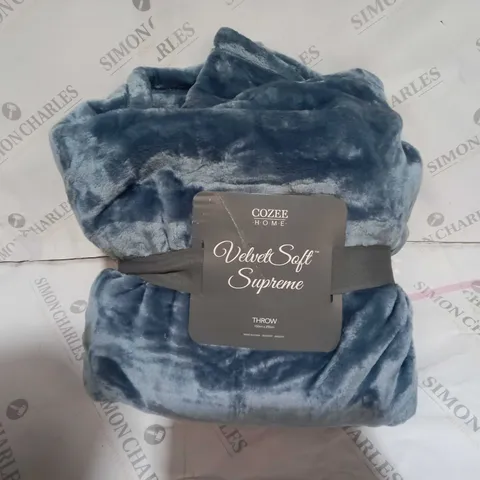 COZEE HOME VELVET SOFT SUPREME THROW DUSKY BLUE
