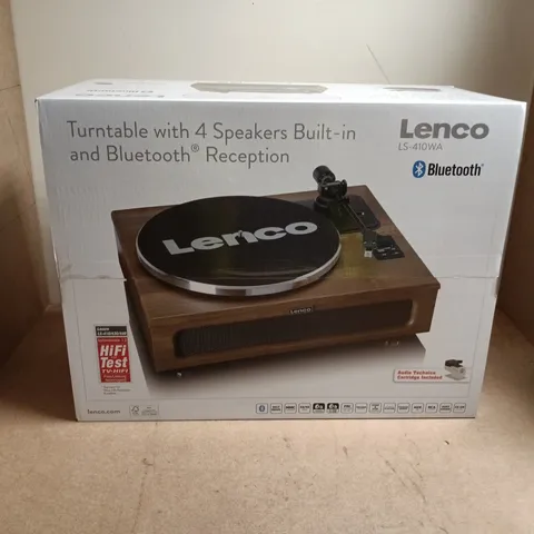 LENCO TURNTABLE WITH BUILT-IN SPEAKERS, BLUETOOTH RECEPTION – MODEL LS-410WA (BOXED)