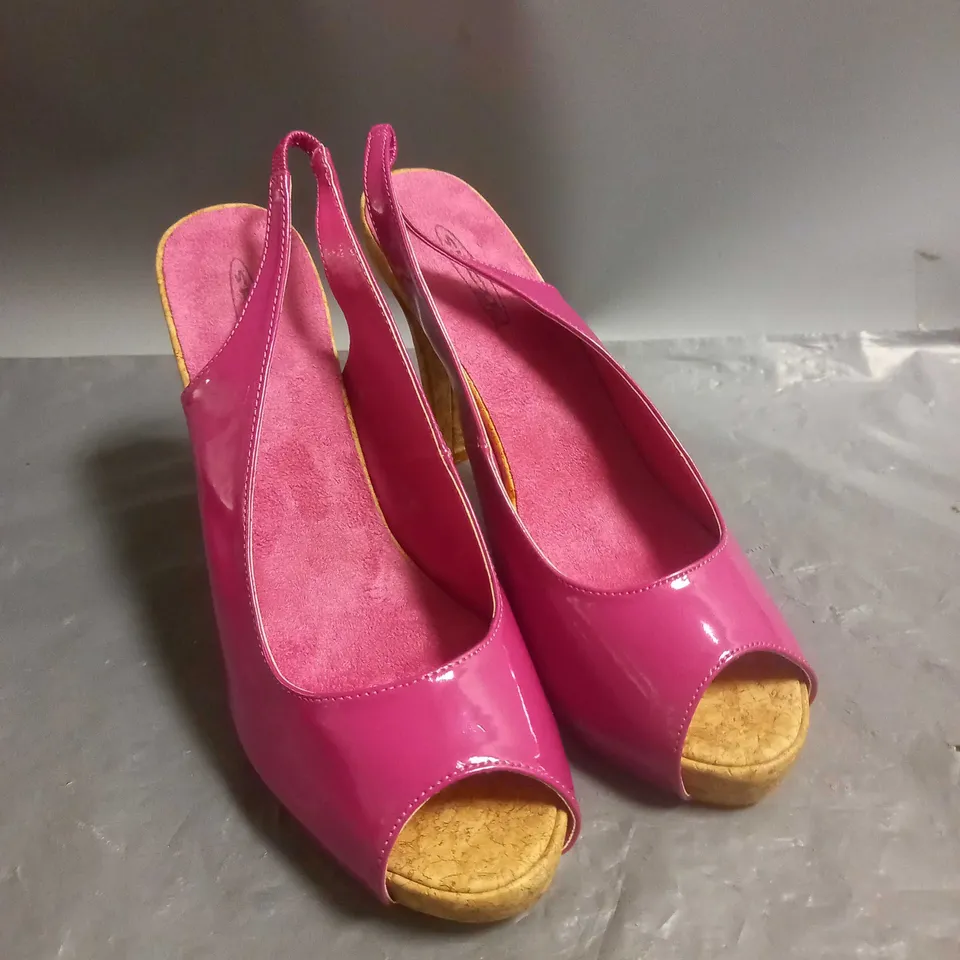 SPOT ON LADIES SLINGBACK OPEN TOE SANDALS PINK PATENT SIZE 6