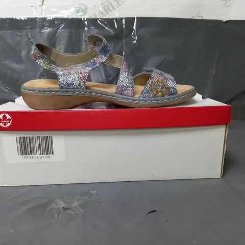 RIEKER ANTI-STRESS SANDALS BLUE FLORAL SIZE 6