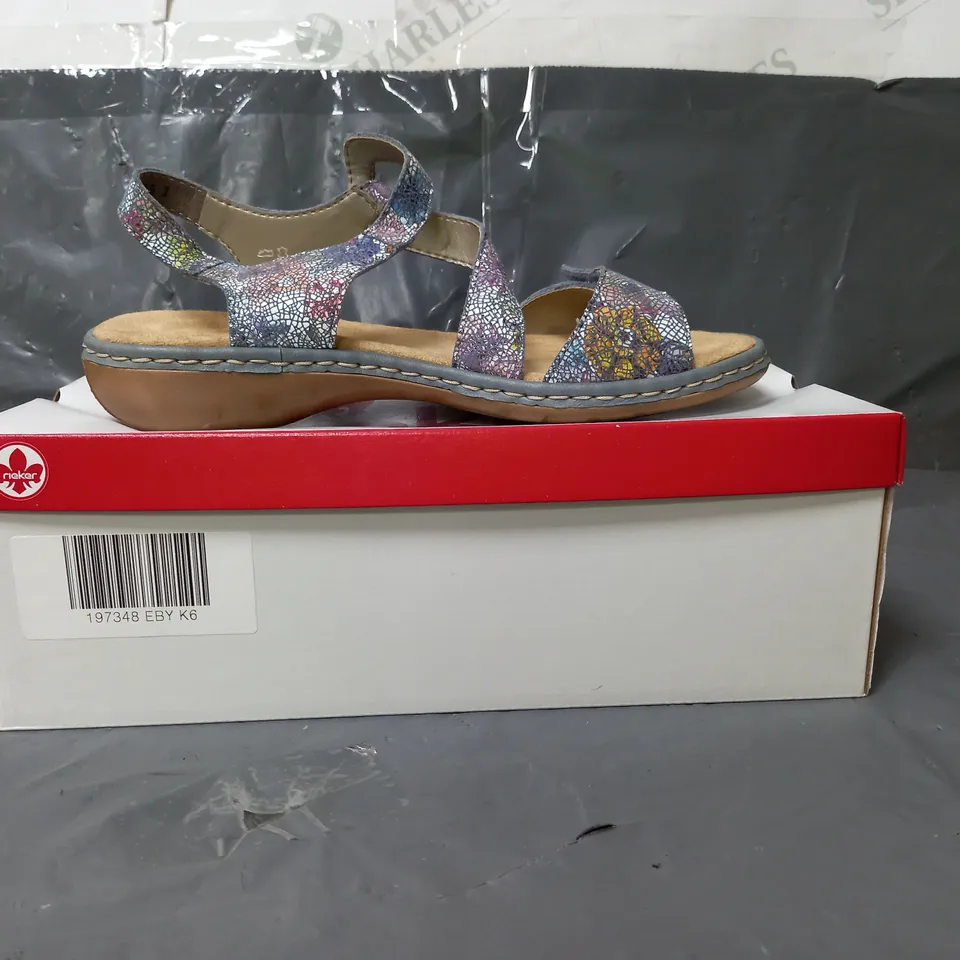 RIEKER ANTI-STRESS SANDALS BLUE FLORAL SIZE 6