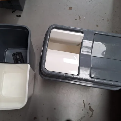 LOT OF 2 TWIN WASTE BINS FOR RECYCLING AND GENERAL WASTE LIDS INCLUDED