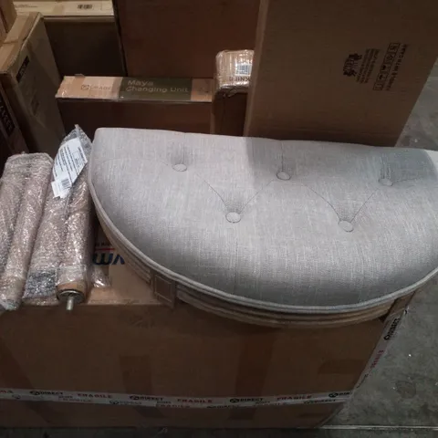 BOXED SEMI-CIRCLE LINEN FOOTSTOOL