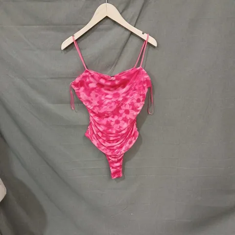 PINK VANILLA STRAPPY FLORAL BODYSUIT – PINK, UK SIZE 12
