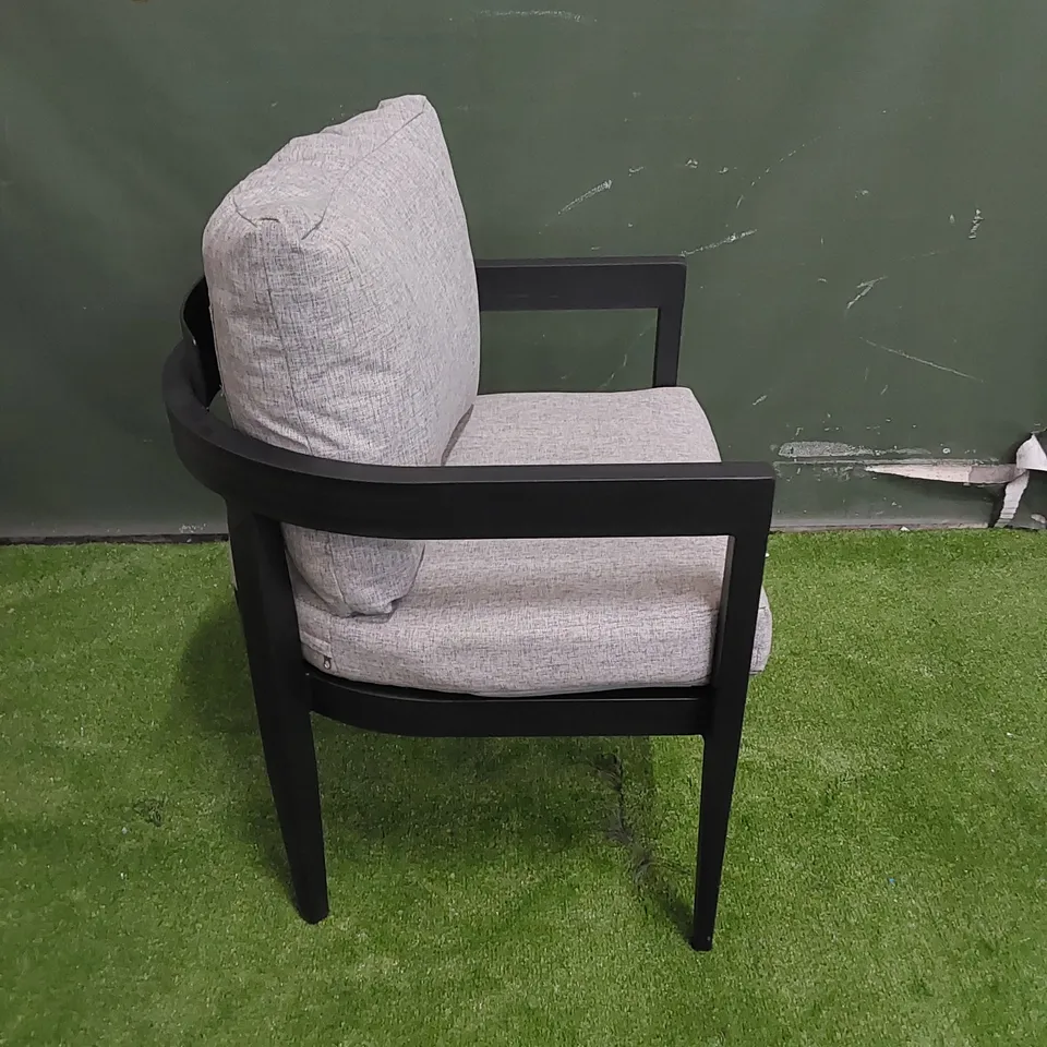 DESIGNER ALUMINIUM FRAME AND FABRIC GARDEN/PATIO ARMCHAIR