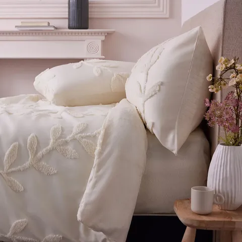 COZEE HOME TUFTED VINE VELVET SOFT 4PC DUVET SET DOUBLE