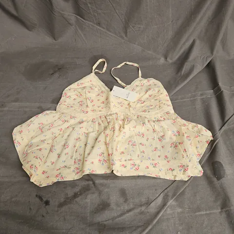 HOLLISTER RUFFLE CAMI TOP IN YELLOW FLORAL SIZE S