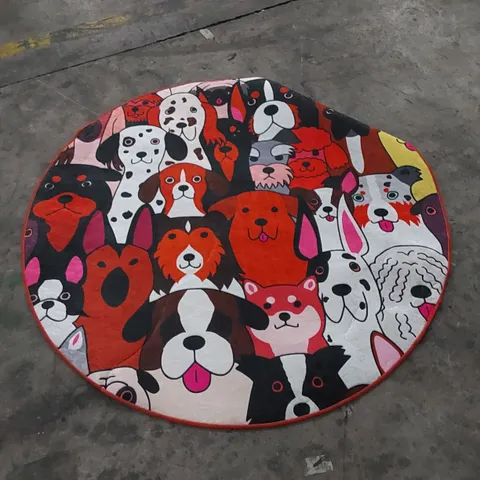 CHILAI HOME DOG THEMED ROUND 140cm BATHROOM MAT 