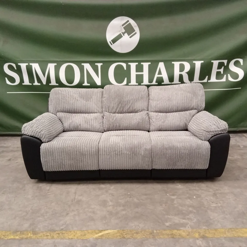 SIENNA FABRIC/FAUX LEATHER HIGH BACK 3 SEATER RECLINER SOFA RRP £849