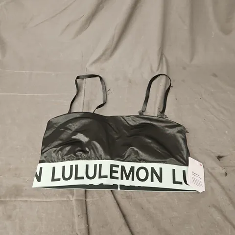 LULULEMON SATIN SHINE LOGO TRAIN BRA IN RAINFOREST GREEN SIZE M