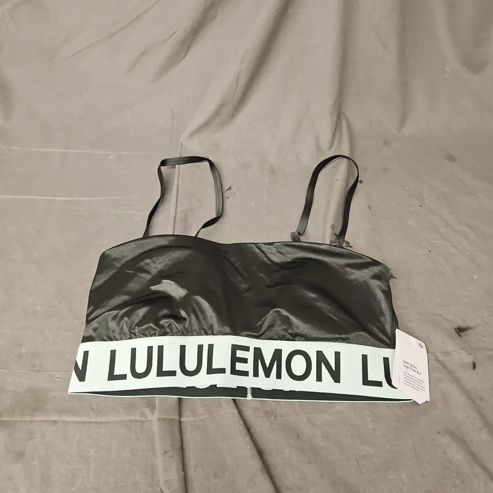 LULULEMON SATIN SHINE LOGO TRAIN BRA IN RAINFOREST GREEN SIZE M