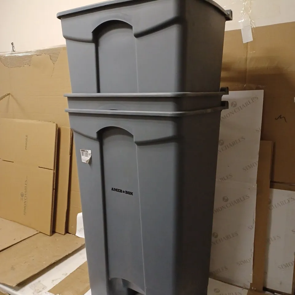 LOT OF 3 AMERBOX STEP-ON CONTAINERS