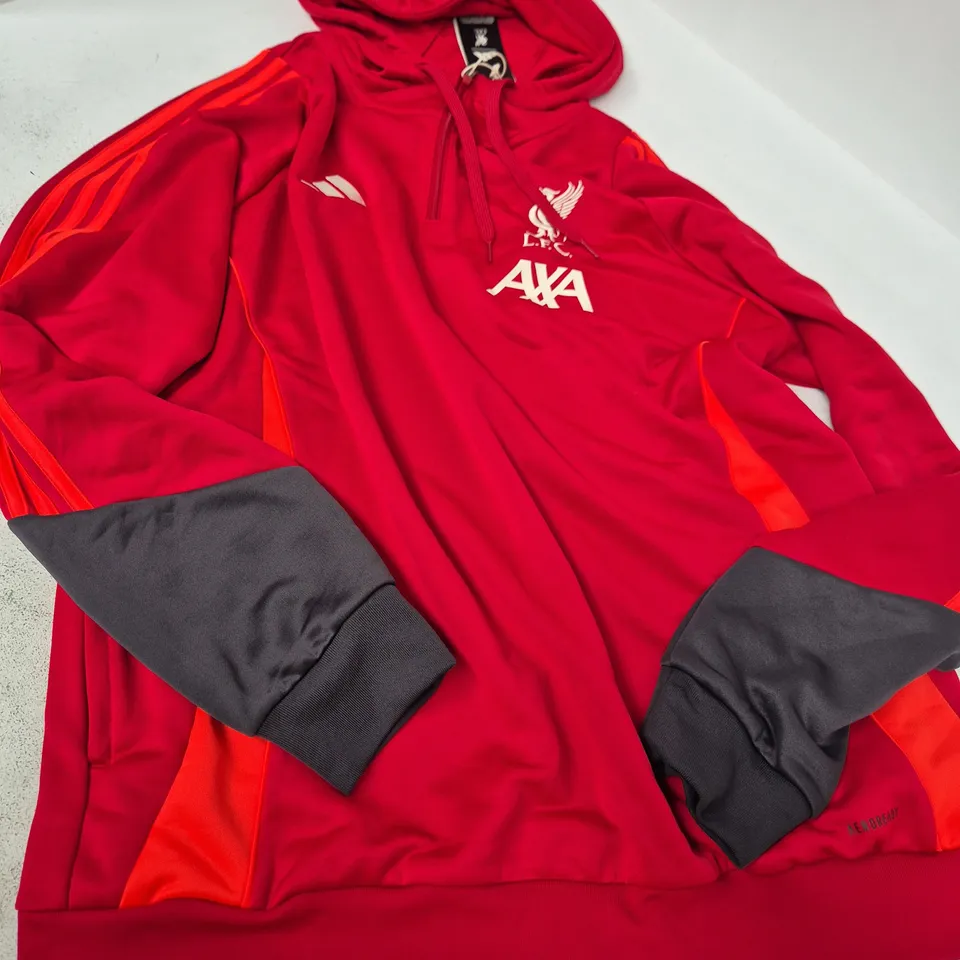 ADIDAS LIVERPOOL FC HOODED TOP – RED TRAINING HOODIE WITH CREST XL