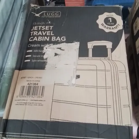 BOXED LUGG 15INCH JETSET TRAVEL CABIN BAG CREAM&BROWN 