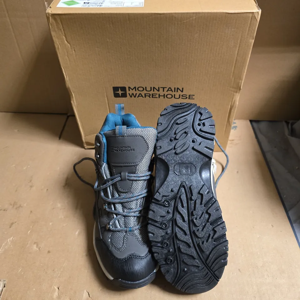 MOUNTAIN WAREHOUSE TREKKING BOOTS – GREY/BLUE, ADULT OUTDOOR FOOTWEAR - UK SIZE 6 