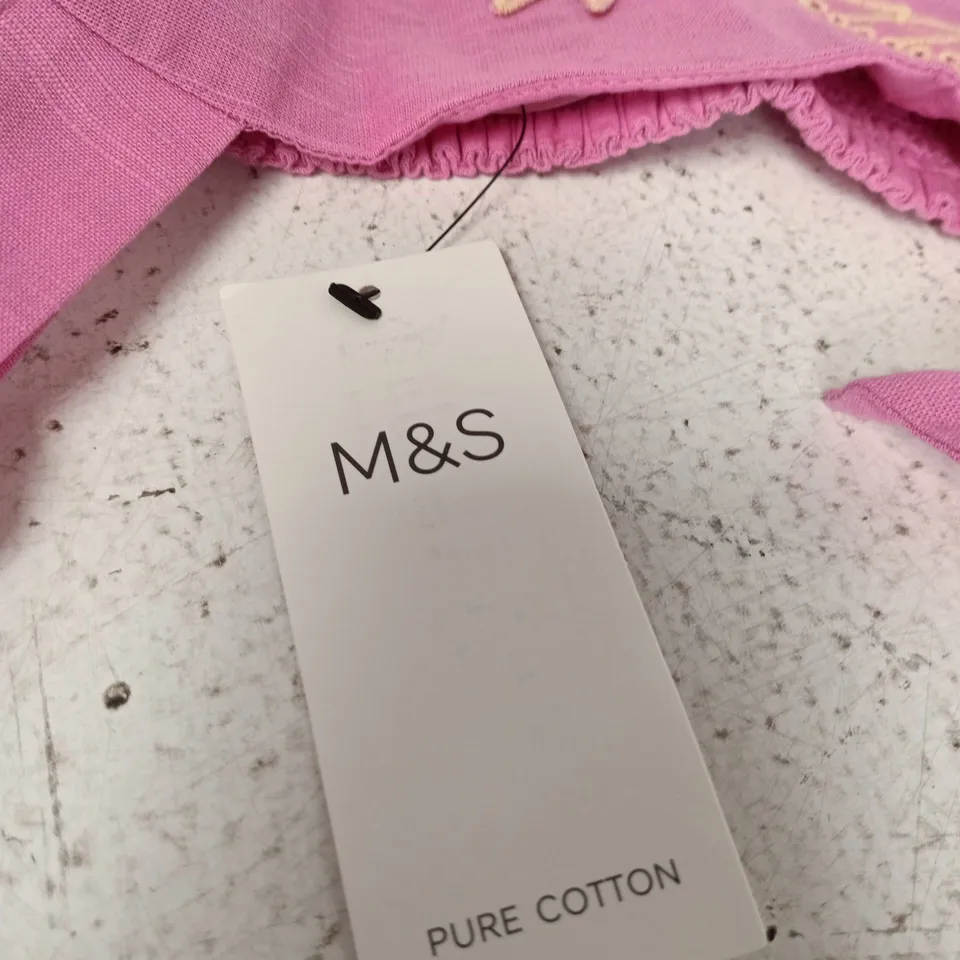 M&S PURE COTTON GIRLS' DRESS – PINK WITH GOLD EMBROIDERY, UK 5-6 YEARS