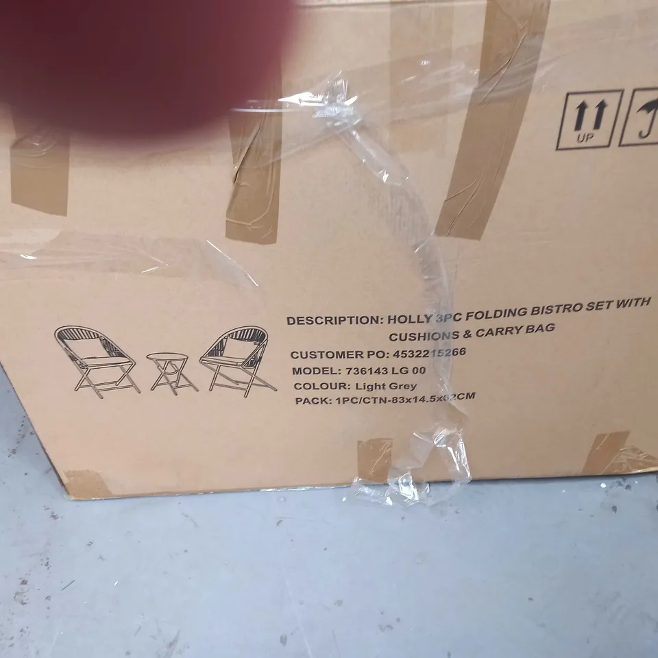 INNOVATORS COLLAPSIBLE 3 PIECE HOLLY BISTRO SET, LIGHT GREY