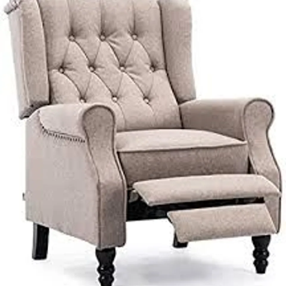 BOXED ALTHORPE PUMICE LINEN PUSHBACK RECLINING EASY CHAIR (1 BOX) RRP £379.99