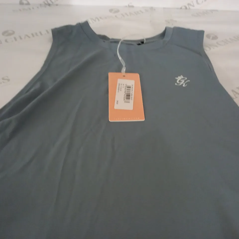GYMKING 365 SPLIT HEM VEST IN SAGE - UK 10