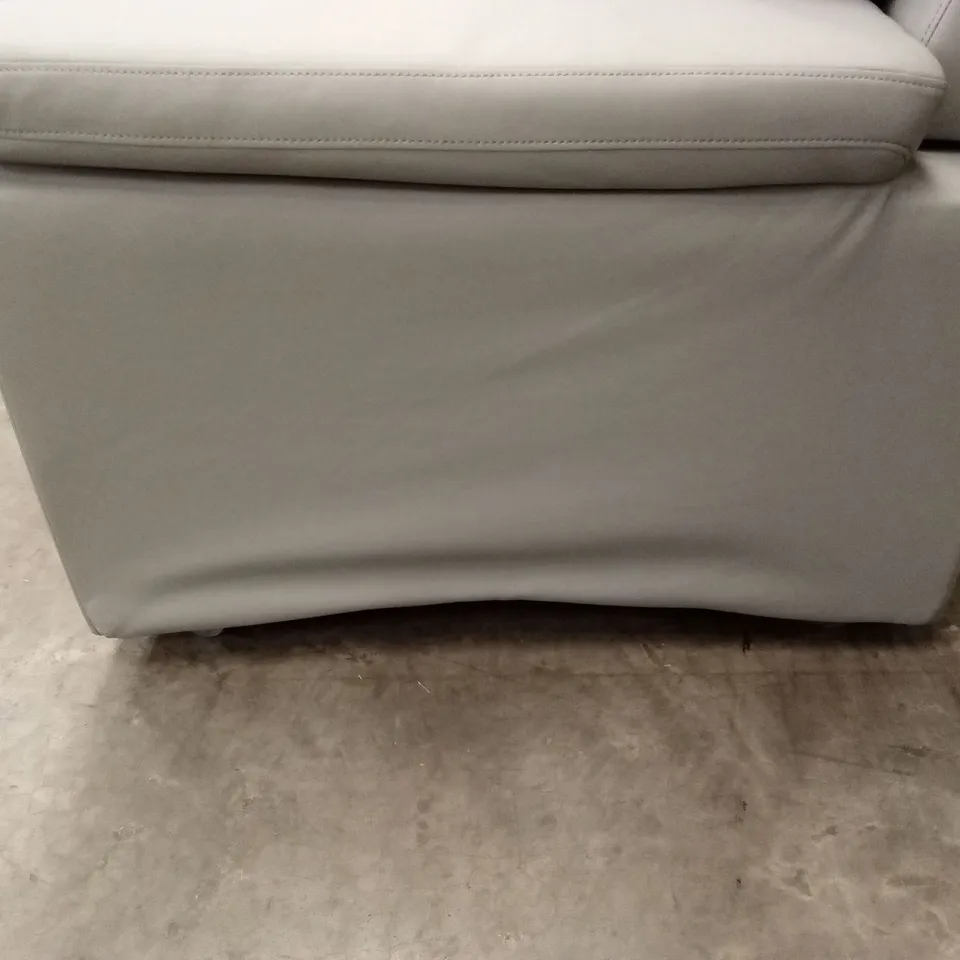 KANSAS 2 SEATER SOFA, LIGHT GREY FAUX LEATHER