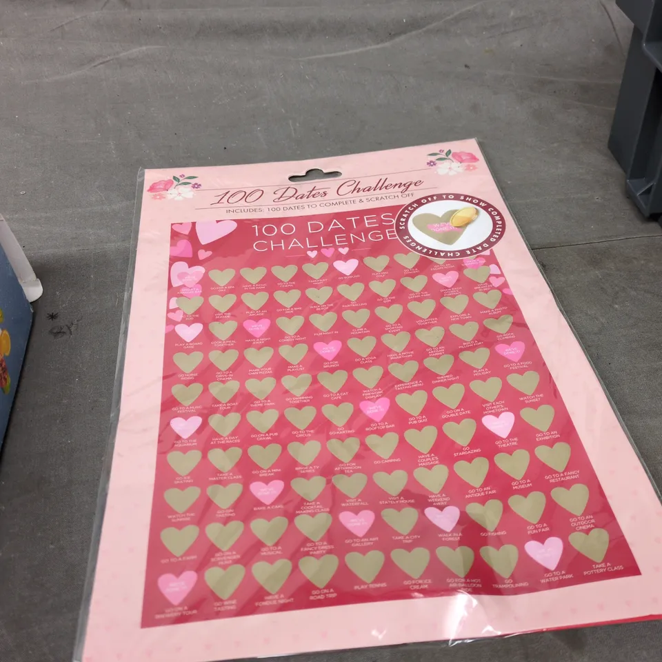 APPROXIMATELY 15 ASSORTED HOUSEHOLD ITEMS INCLUDING JUICING CUP , 100 DATES CHALLENGE AND WASHING MACHINE CLEANER 