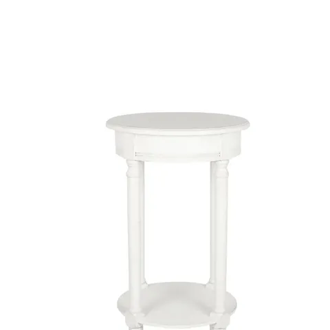 BOXED HERITAGE ELIZABETH WHITE PINE WOOD ROUND ACCENT TABLE (1 BOX)