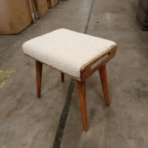 BOUCLE CREAM TRAY STYLE FOOTSTOOL