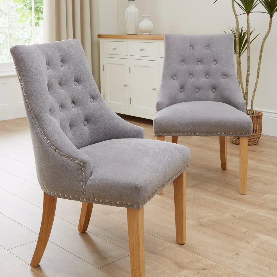 PAIR OF WARWICK DINING CHAIRS - GREY/OAK (1 BOX) RRP £299.99