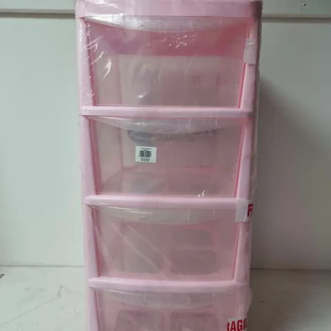 PINK PLASTIC 4-DRAWER STORAGE TOWER