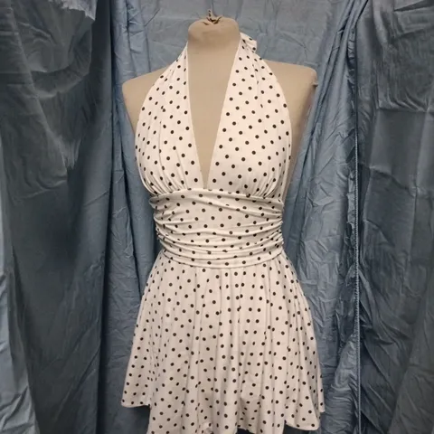 STYLEWISE WHITE POLKA DOT HALTERNECK DRESS β UK SIZE 10