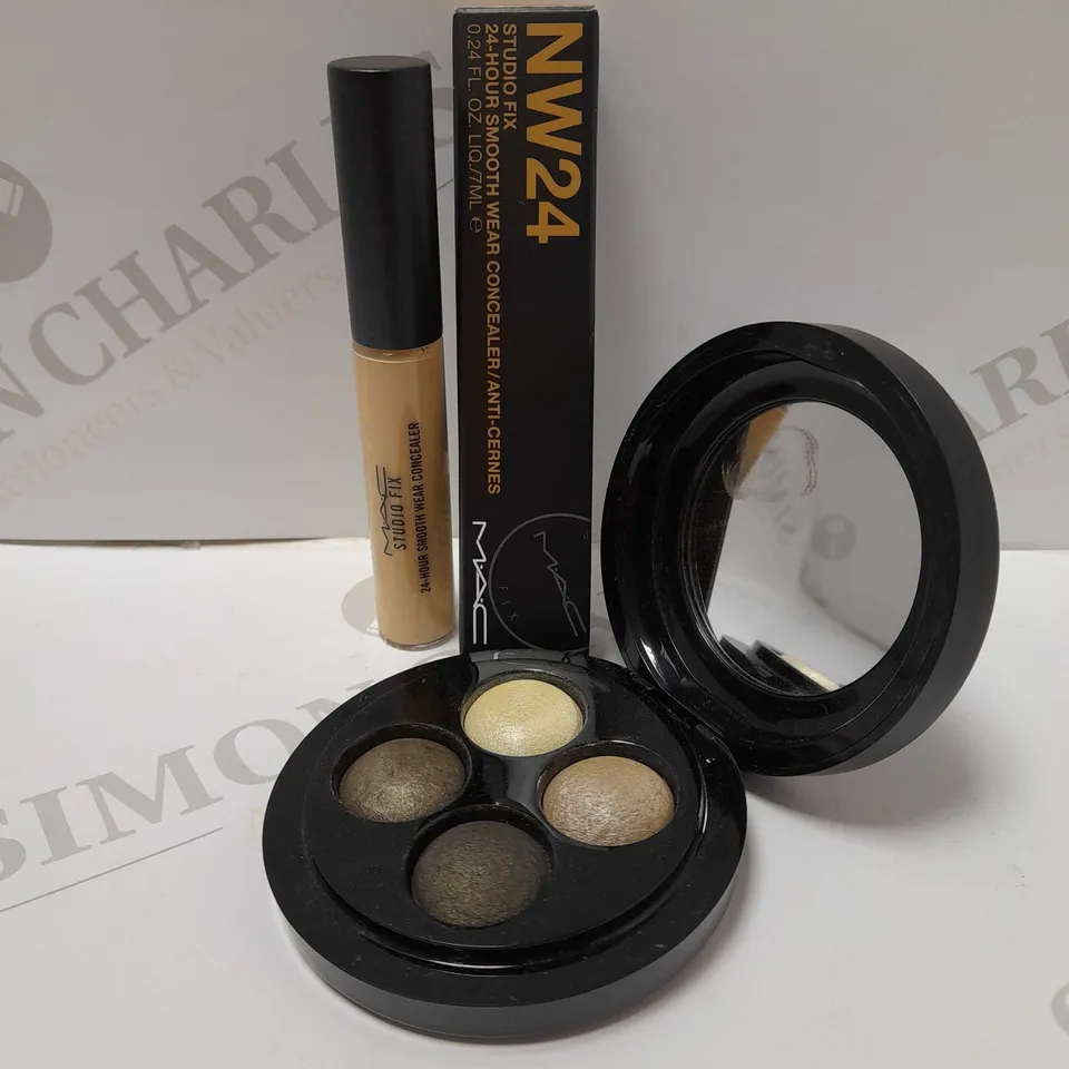 LOT OF 2 MAC PRODUCTS TO INCLUDE STUDIO FIX 24-HOUR SMOOTH WEAR CONCEALER 7ML - NW24 & POSH PEDIGREE EYE MINI SHADOW PALLET