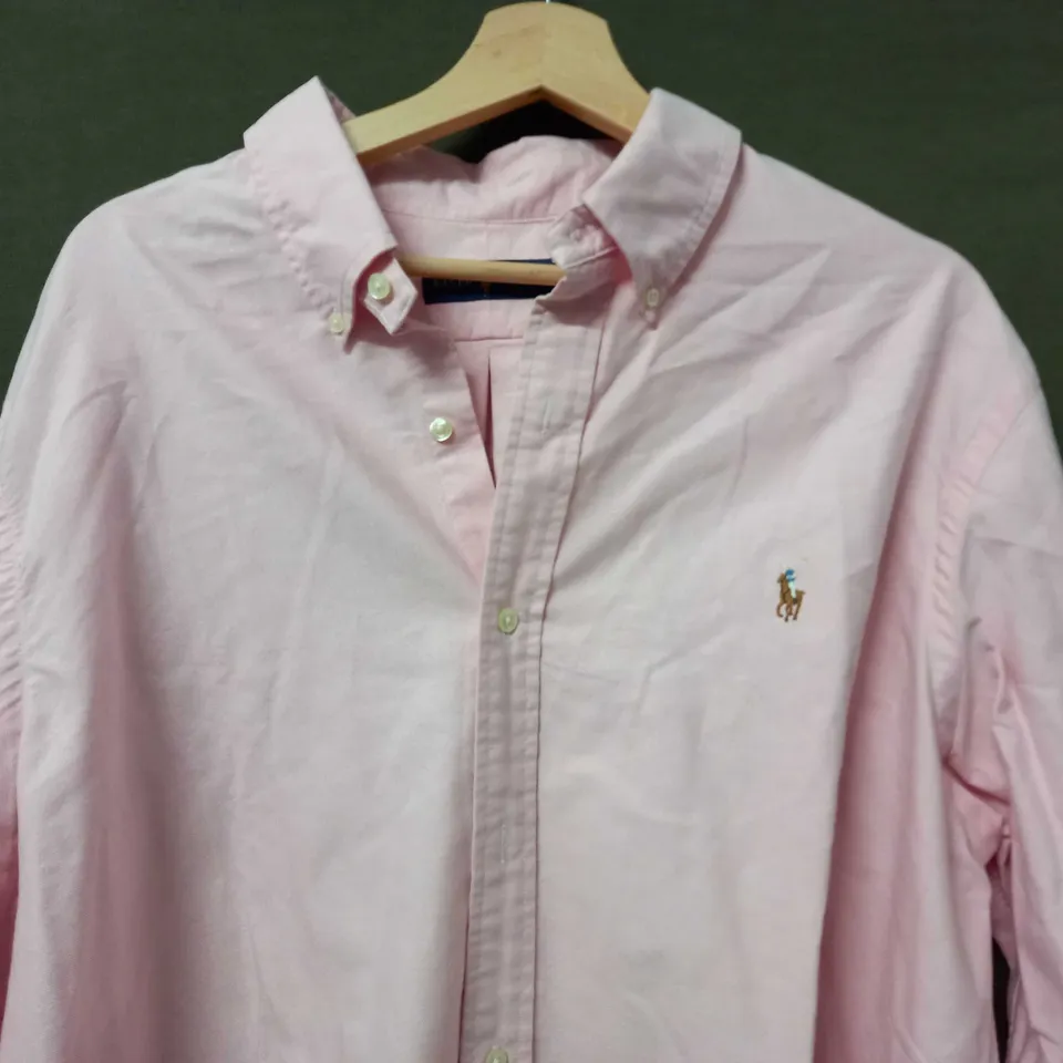 RALPH LAUREN BUTTON UP LONG SLEEVE SHIRT IN PINK- XXL