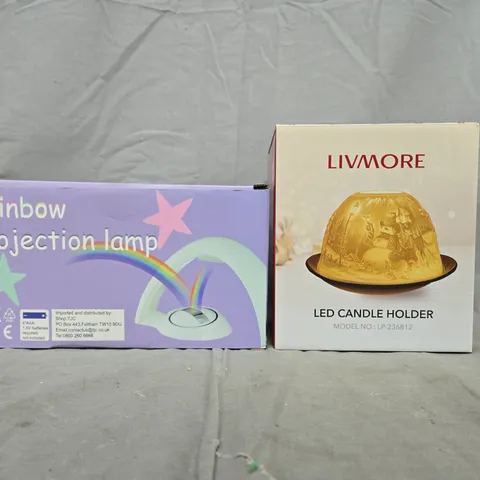 BOX OF APPROXIMATELY 15 ASSORTED HOUSEHOLD ITEMS TO INCLUDE LED CANDLE HOLDER, RAINBOW PROJECTION LAMP, ETC - COLLECTION ONLY