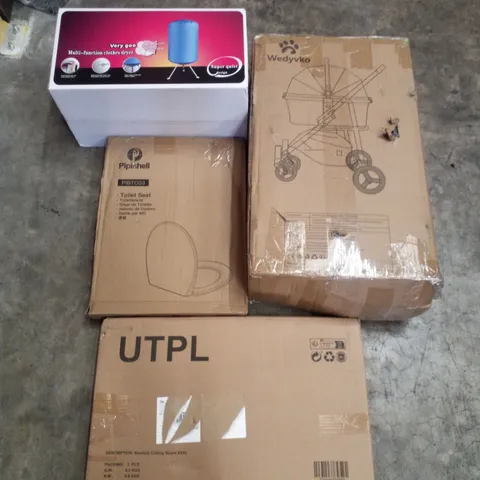 PALLET CONTAINING ASSORTED PRODUCTS INCLUDING BAMBOO CUTTING BOARD, TOILET SEAT, STROLLER & MULTIFUNCTIONAL CLOTHES DRYER