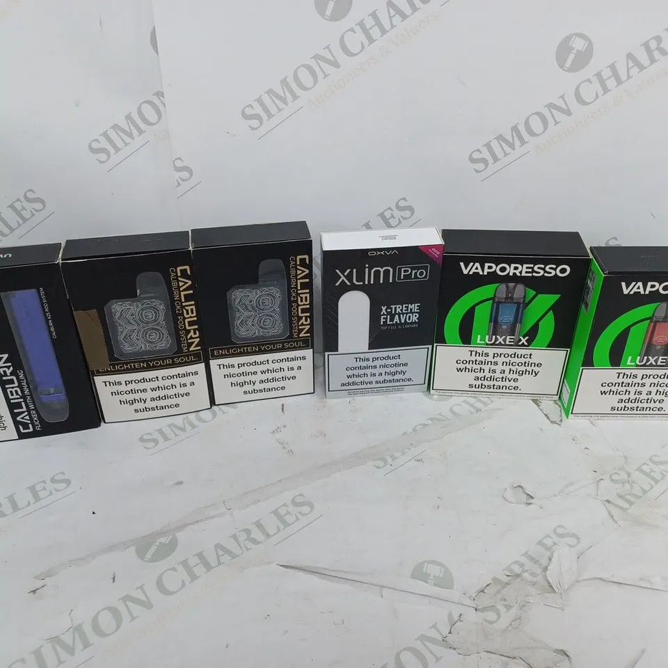 LOT OF APPROXIMATELY 10 BOXED E-CIGARETTES TO INCLUDE VAPORESSO LUXE X, UWELL CALIBURN, AND XLIM PRO ETC. 