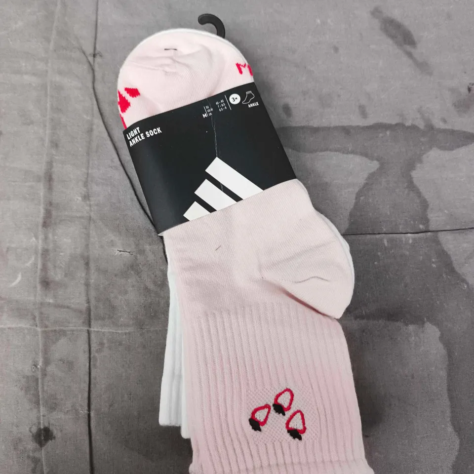 ADIDAS GRAPHIC SOCKS 3P – PINK/WHITE, SIZE M (3 PAIRS)